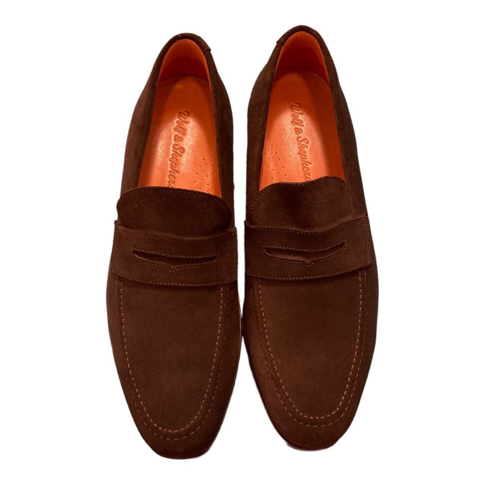 NEW Wolf and Shepherd Monaco Loafers - Italian Dark Brown Suede